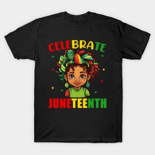 African Black Girl Toddler Girls Kids Celebrate Juneteenth T-Shirt